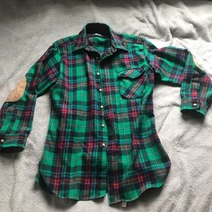 LOBO by Pendleton 100% Wool Green Plaid Shirt M